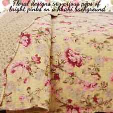 BEAUTIFUL ~ COZY CHIC SHABBY PINK RED BEIGE YELLOW GREEN FLORAL ROSE QUILT SET picture