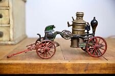 Antique CAST IRON HORSE DRAWN FIRE ENGINE Fire Pumper Toy HUBLEY Arcade Parts picture