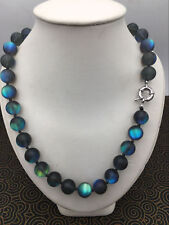 Natural 6/8/10/12mm Gray Gleamy Rainbow Moonstone Round Gems Necklace 18-36'' picture