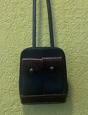 Cute Vintage Blk Leather w/ Brown Croc Trim  BRIGHTON Shoulder/Crossbody Bag GUC picture