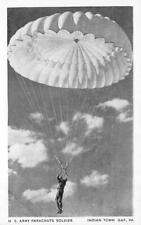 Indian Town Gap, PA Pennsylvania  ARMY PARACHUTE SOLDIER  Military B&W Postcard picture