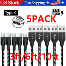 5Pack Braided USB C Type-C Fast Charging Data SYNC Charger Cable Cord 3/6/10FT picture