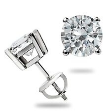 1.5Ct Round Cut Certified Moissanite 14K White Gold 6mm Stud Earrings Screw Back picture