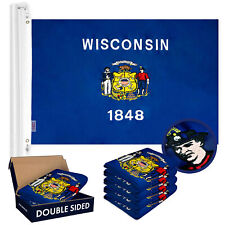 Wisconsin WI State Flag 3x5FT 5-Pack Double-sided Embroidered Polyester By G128 picture