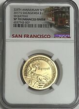 2017 S $1 NGC SP70 ENHANCED FINISH SACAGAWEA SEQUOYAH DOLLAR 225th TROLLEY LB picture