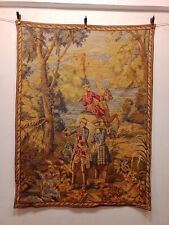 Vintage Gorgeous French Aubusson Style Pictorial Tapestry Wall Hanging 124×94 Cm picture