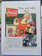 COCA COLA Give and Take Say I Santa Christmas advertisement in modern frame picture