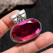 Pink Rubellite Gemstone 925 Sterling Silver Boho Jewelry Antique Pendant M884 picture