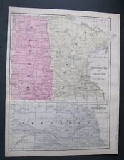1887 Original Antique Mitchell Maps: Minnesota & Dakota TY and Nebraska (Scarce) picture