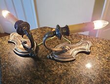 Pair Early Gothic Revival Antique Heavy Wall Sconces Rewired WORK GREAT picture