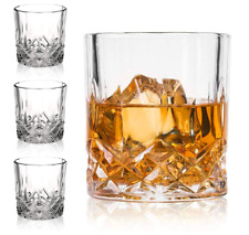 Double Old Fashioned Glasses Waterford  Style Scotch Whiskey Crystal Set of 4 picture
