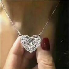 3.00 Ct Heart Cut Moissanite Solitaire Pendant Necklace Real 925 Sterling Silver picture