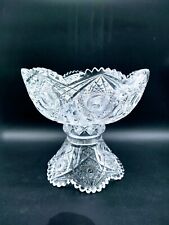 Antique ABP J. Hoare American Brilliant Cut Glass Signed 2 Piece Punch Bowl picture