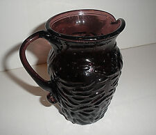 Vintage Dark Purple Mid Size Pitcher Squiggly Lines and Tiny Bead Pattern picture
