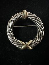 Vintage David Yurman Signed Cable Brooch/ Pin Sterling Silver  925 With 14k 585 picture