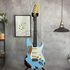 Custom ST Vintage Relic Blue Electric Guitar SSS Pickups Alder Body Fast Ship picture