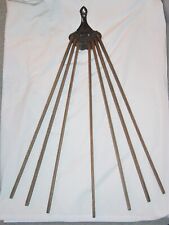 PRIMITIVE / ANTIQUE HANDY CLOTHING DRYING RACK - WALL MOUNTED - WOOD & METAL picture