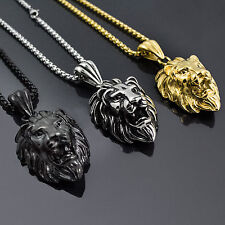 Silver/Gold/Black Tone Fashion Men's Lion  Stainless Steel Pendant Necklace picture