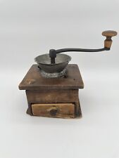 Antique Vintage Wooden Coffee Mill Grinder Crank Primitive Country Kitchen Decor picture