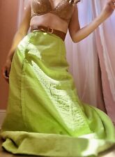 1900s Edwardian Thick Cotton Hand Dyed Green Skirt picture