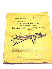 Vntg 1948 McCormic Deering Enclosed Gear Tractor Side 4 Bar Delivery Rake Manual picture