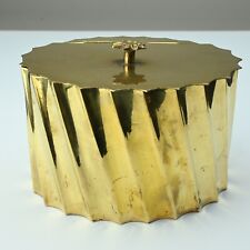 Fluted Brass Oval Tea Caddy/ trinket box with flower handle 4