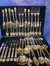 VTG WM Rogers & Son 53 Piece Flatware Set Silver Plated Enchanted Rose w/ Case picture