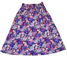 Vintage David Peet Women’s Purple A-line Skirt Floral With Pockets Size Medium picture