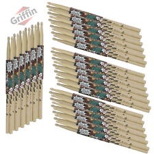 24 Pairs of Maple Wood Drum Sticks by GRIFFIN - 5A Drummers Percussion Uncoated picture