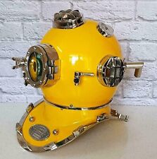Diving Divers Helmet Vintage Mark V Brass & Iron U.S Navy Nautical Yellow Paint picture