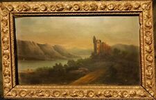 antique oil painting ca 1900, landscape, original frame, unsigned picture