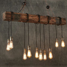 10 Lights Antique Farmhouse Wood Beam Island Hanging Pendant Light Chandelier picture