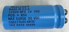 Mallory CGS173U016R3C Aluminum Capacitor 17000MFD 16VDC picture