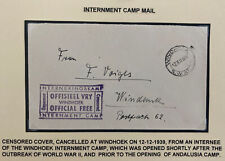1939 Windhoek South West Africa Interment Camp Censored Cover Locally used picture