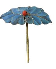 Qing Dynasty Kingfisher Feather Hair Pin Antique  Blue Tian-tsui 點翠 picture