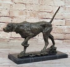 VINTAGE BRONZE HUNTING DOG FIGURINE SCULPTURE BOOKEND POINTER FOXHOUND CAIN SALE picture