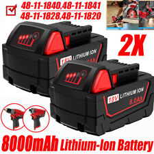 2PACK For Milwaukee M18 Lithium 8.0 AH Extended Capacity Battery 48-11-1860 18V picture