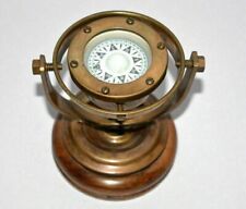 brass nautical gimbal compass vintage ship's binnacle gimballed compass. picture