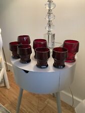 Seven Vintage Viking Ruby Red Georgian Style Honeycomb Glasses picture