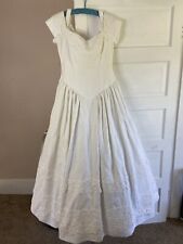 Vintage Nancy Issler Wedding Dress Linen? Tulle Off Shoulder 8? picture