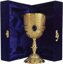 Vintage Handmade Gold Finish Goblet Wine Glass Medieval Chalice Decorative Gift picture