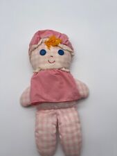 Vintage Fisher PriceLolly Dolly Pink Check Blue Eyes Plush 1975 Cloth Yarn Hair picture