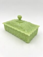 Vintage Fenton Jadeite Custard Green Frango Mints Candy Dish picture