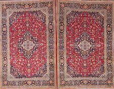 Pair of 2 Floral Red Kashaan Semi-Antique Handmade Traditional Wool Area Rug 5x7 picture