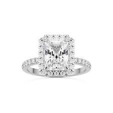 ISAAC WOLF Radiant Cut Pave Halo Engagement Ring 3CT Moissanite in 10k Gold picture