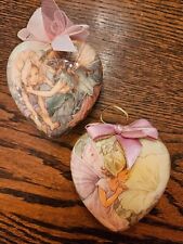 A Festival of Fairies Vintage Christmas Shabby Chic Lightweight Heart Ornaments  picture