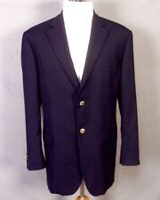 vintage EUC Stafford Soli Navy Blue Wool Blend Blazer Gold Buttons SZ 44 R picture