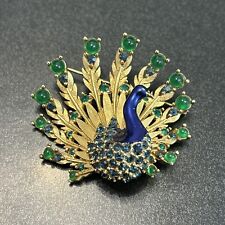 Marcel Boucher Vintage Peacock Brooch Crystal Enamel 8908 QS picture