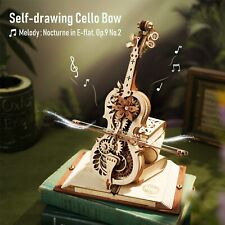 ROKR 3D Wooden Puzzle Magic Cello Mechanical Music Box Model Kit Decor Toy Gifts picture