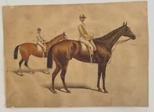Antique 1890's Equisterian Horse Racing Jockey Horses  Art Print picture